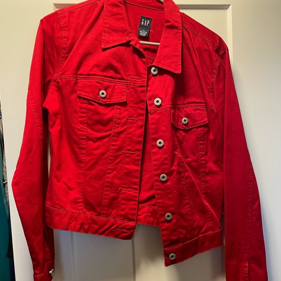 Red Denim Jacket, GAP - Picture 1 of 3